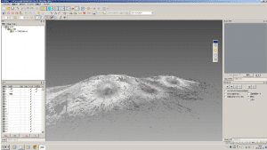 3D point cloud data of the Mt. Chausu Ancient Tomb on the InfiPoints software, with data points of trees removed.